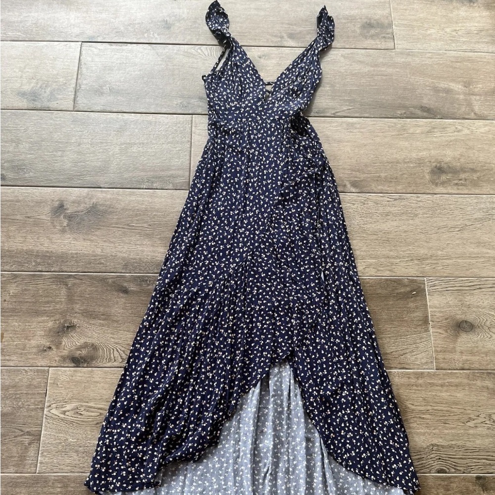 Maaji dress maxi floral v neck open back size medium